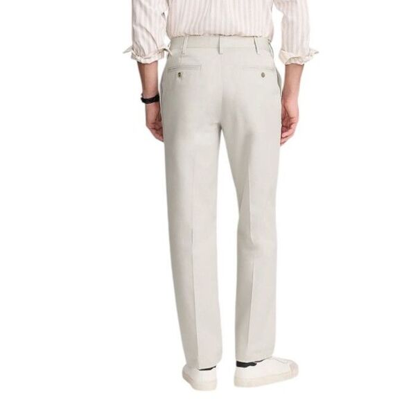 Lands' End Light Beige Flat Front Straight Leg Traditional Fit Chino Pants Sz 35 - Picture 2 of 14